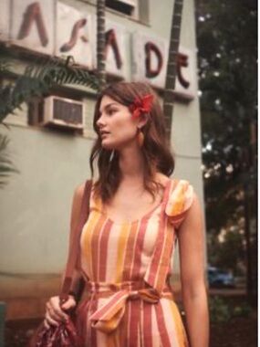 Sézane Rio Top NWT | FR 36 / US 4 | Maxi Carreaux Terre Ocre Safran